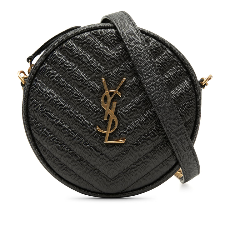 Saint Laurent Chevron Grain De Poudre Rond Vinyle Sac caméra