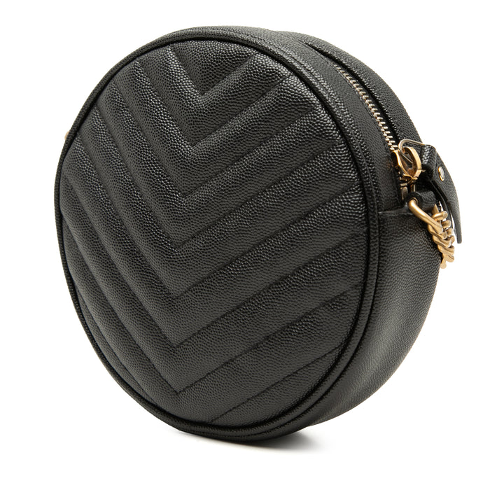 Saint Laurent Grain De Poudre Chevron Rond Vinyle Sac caméra