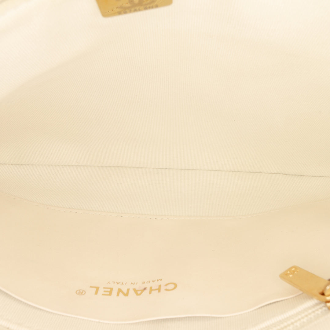 brillant Froissé Matelassé Trendy Sac rond à chaîne Hobo Grand Cuir d'agneau Blanc