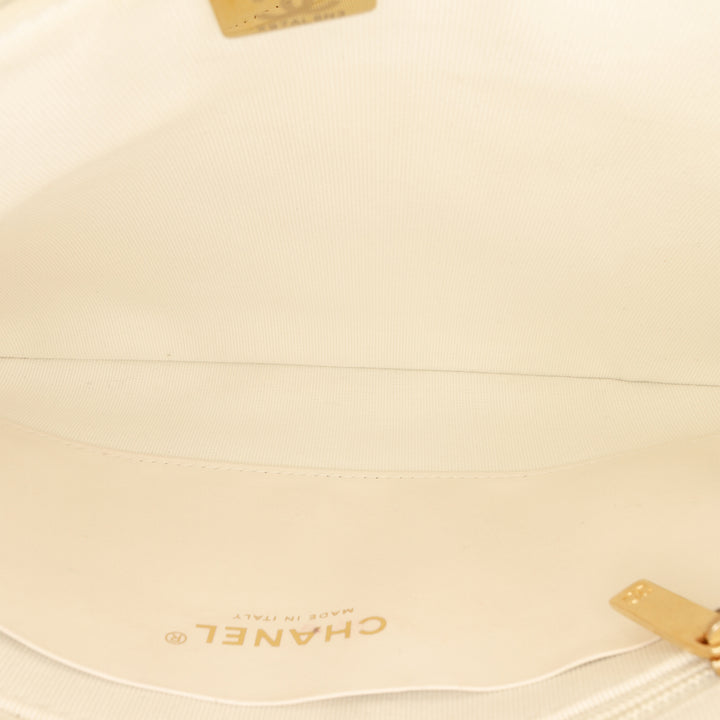 brillant Froissé Matelassé Trendy Sac rond à chaîne Hobo Grand Cuir d'agneau Blanc