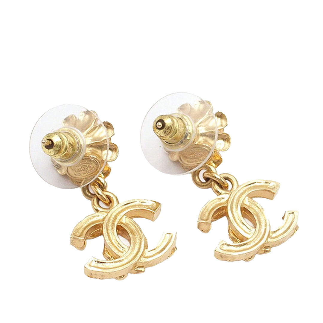 Chanel CC plaqué Perles fantaisie et Rhinestone Swing fermoir poussette Boucles d’oreilles