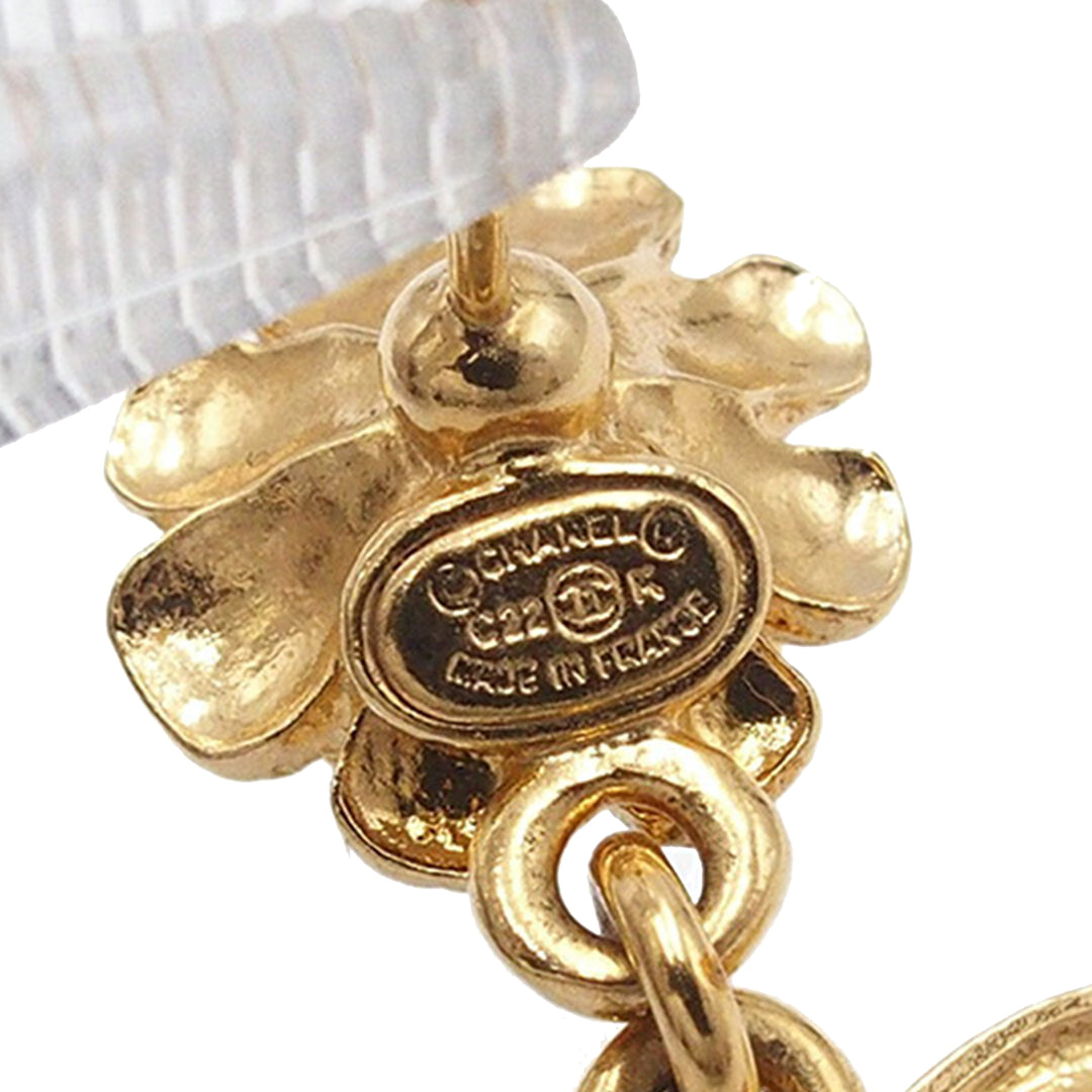 Chanel CC plaqué Perles fantaisie et Rhinestone Swing fermoir poussette Boucles d’oreilles