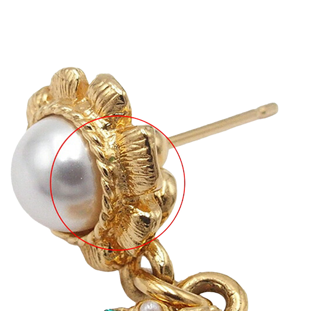 Chanel CC plaqué Perles fantaisie et Rhinestone Swing fermoir poussette Boucles d’oreilles