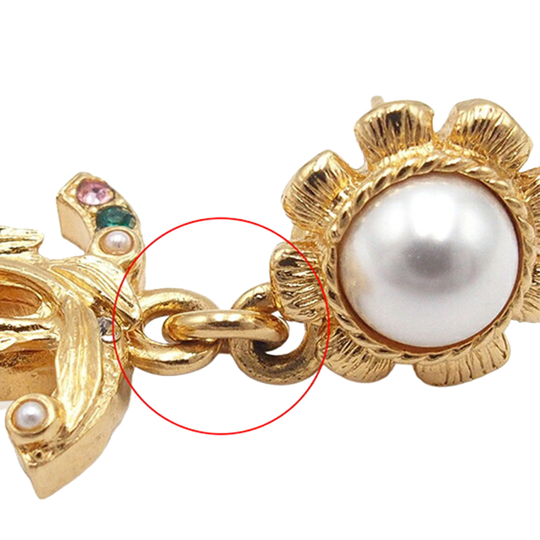 Chanel CC plaqué Perles fantaisie et Rhinestone Swing fermoir poussette Boucles d’oreilles