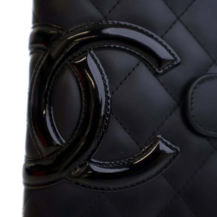 Calfskin Cambon Ligne Compact Zipped Wallet Black - Gaby Paris