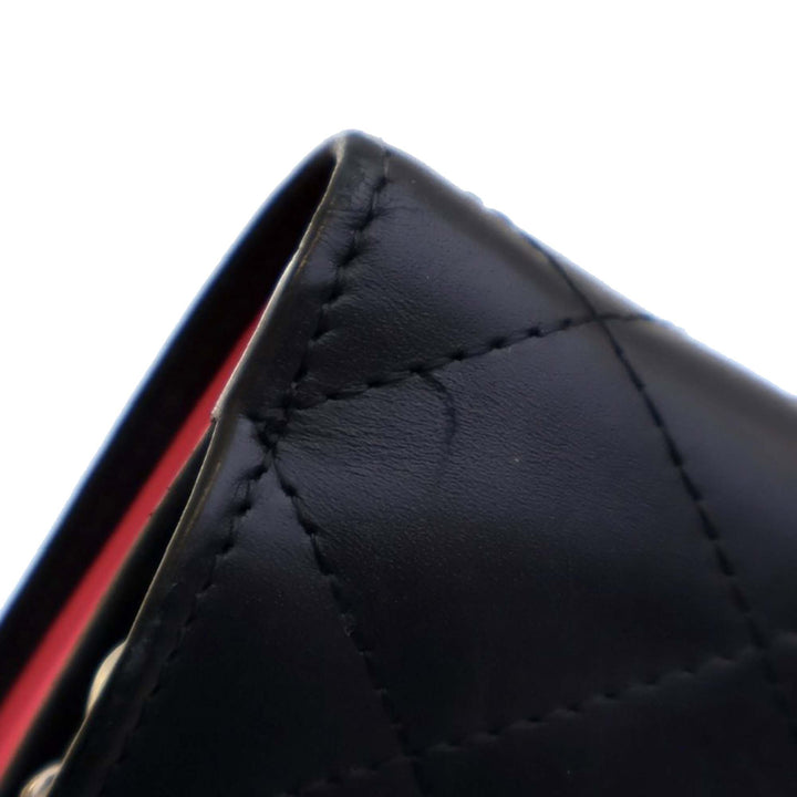 Calfskin Cambon Ligne Compact Zipped Wallet Black - Gaby Paris