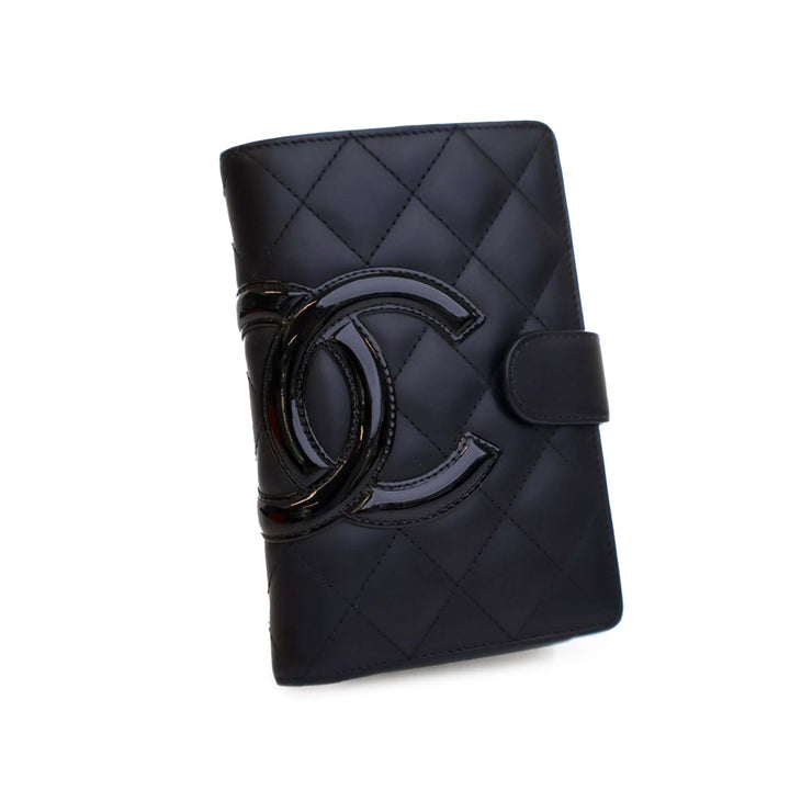 Calfskin Cambon Ligne Compact Zipped Wallet Black - Gaby Paris
