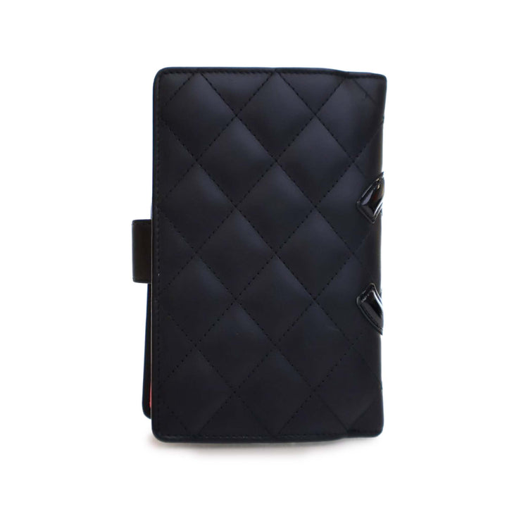 Calfskin Cambon Ligne Compact Zipped Wallet Black - Gaby Paris