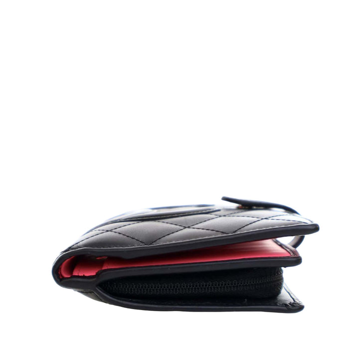 Calfskin Cambon Ligne Compact Zipped Wallet Black - Gaby Paris