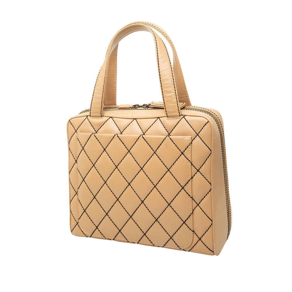 Chanel Sac à main CC Wild Stitch Cuir d'agneau Beige – vue 2 – GABY PARIS