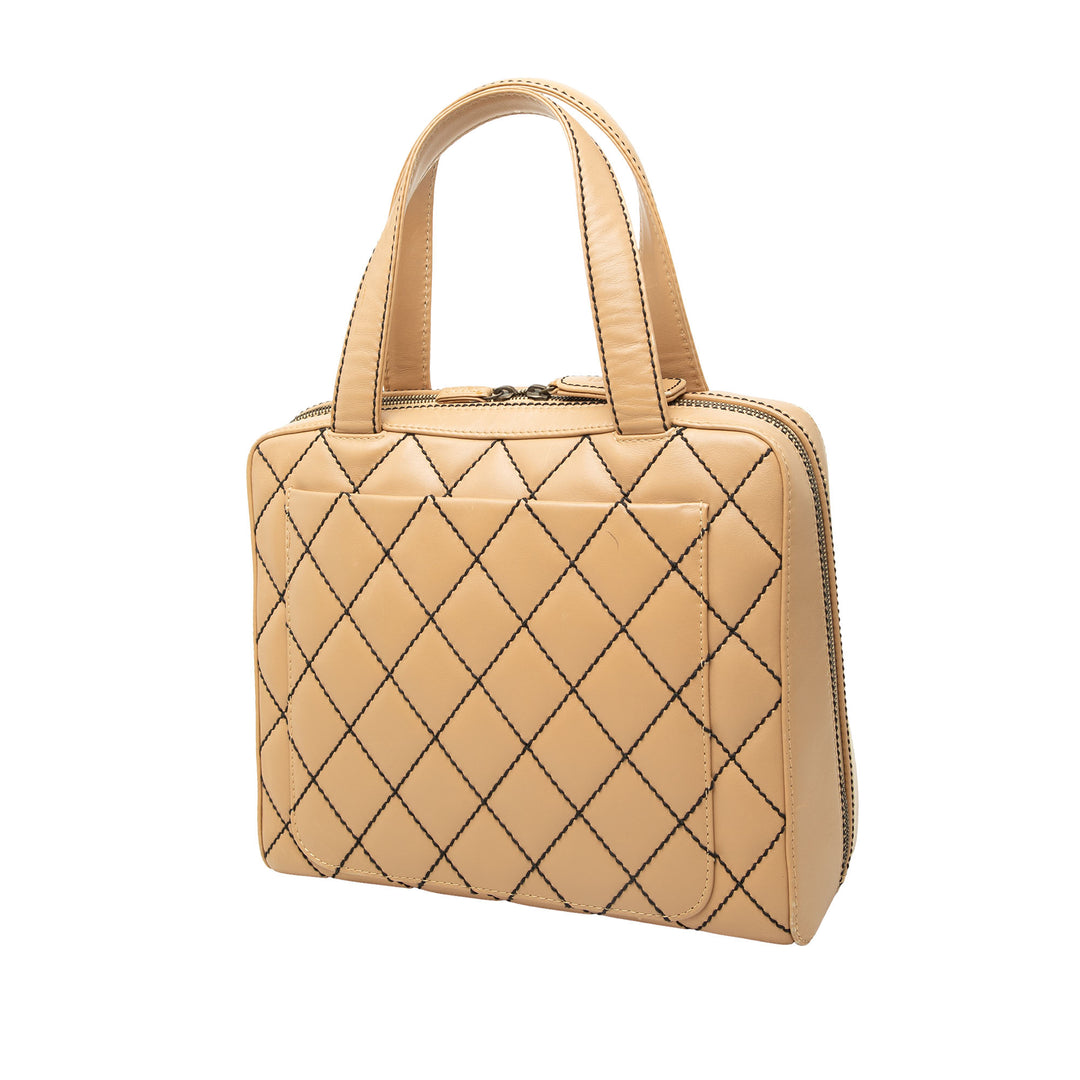 Chanel Sac à main CC Wild Stitch Cuir d'agneau Beige – vue 2 – GABY PARIS