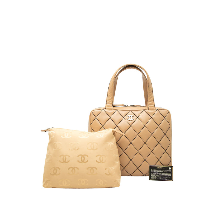 Chanel Sac à main CC Wild Stitch Cuir d'agneau Beige – vue 7 – GABY PARIS