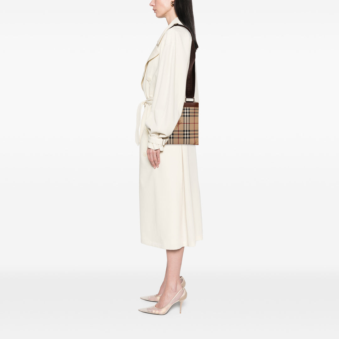 Burberry Haymarket Check Coated Toile Sac porté croisé Marron