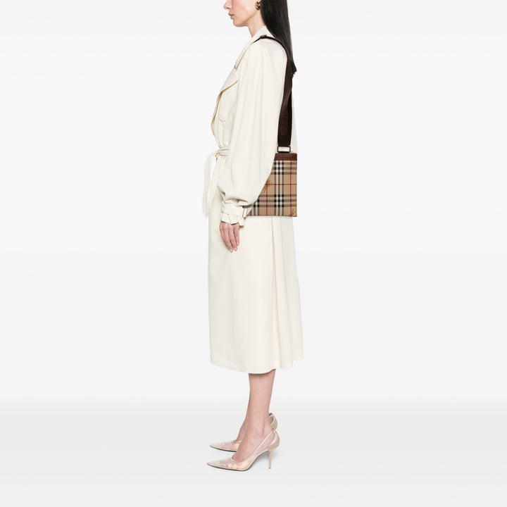 Burberry Haymarket Check Coated Toile Sac porté croisé Marron