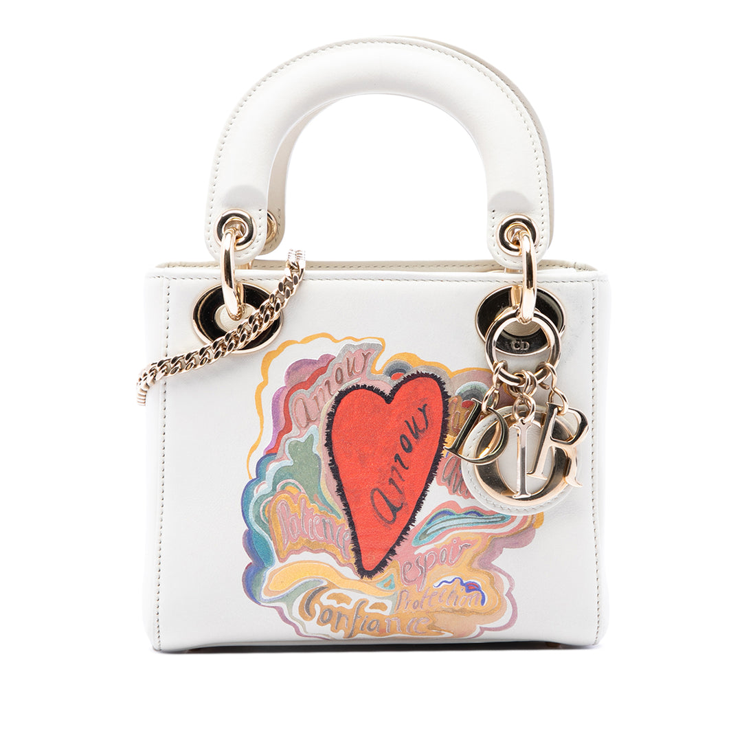Dior Sac à main DiorAmour Niki De Saint Phalle Lady Dior Mini Cuir de veau Blanc – vue principale – GABY PARIS