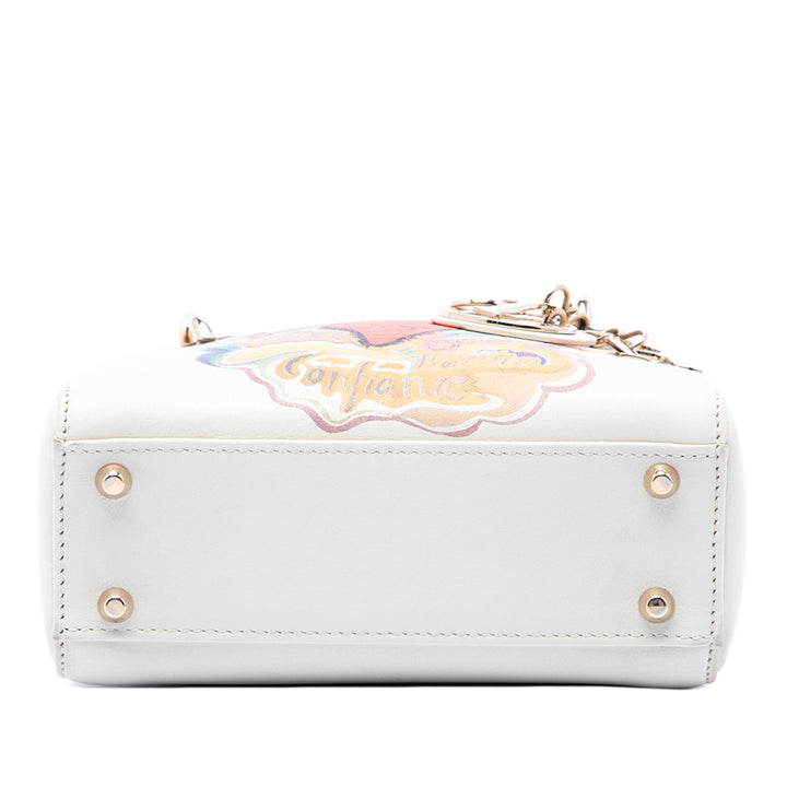 Dior Sac à main DiorAmour Niki De Saint Phalle Lady Dior Mini Cuir de veau Blanc – vue 3 – GABY PARIS