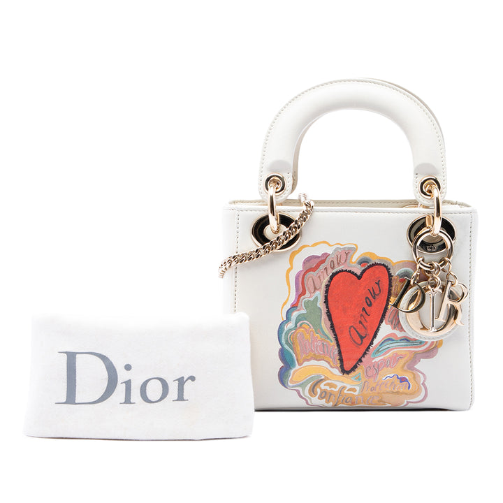 Dior Sac à main DiorAmour Niki De Saint Phalle Lady Dior Mini Cuir de veau Blanc – vue 7 – GABY PARIS