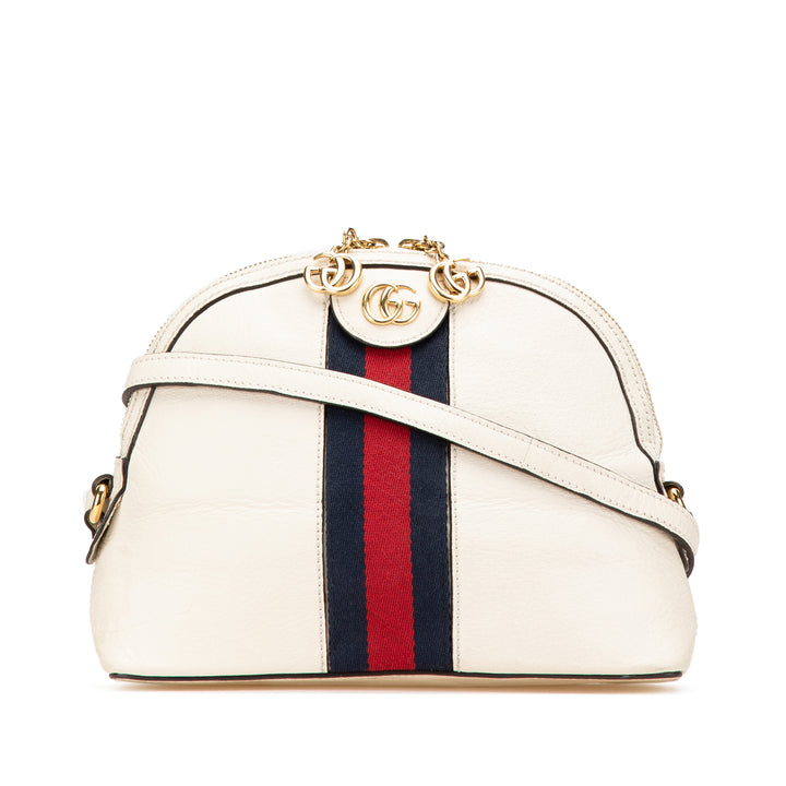 Small Leather Ophidia Dome Crossbody White - Gaby Paris