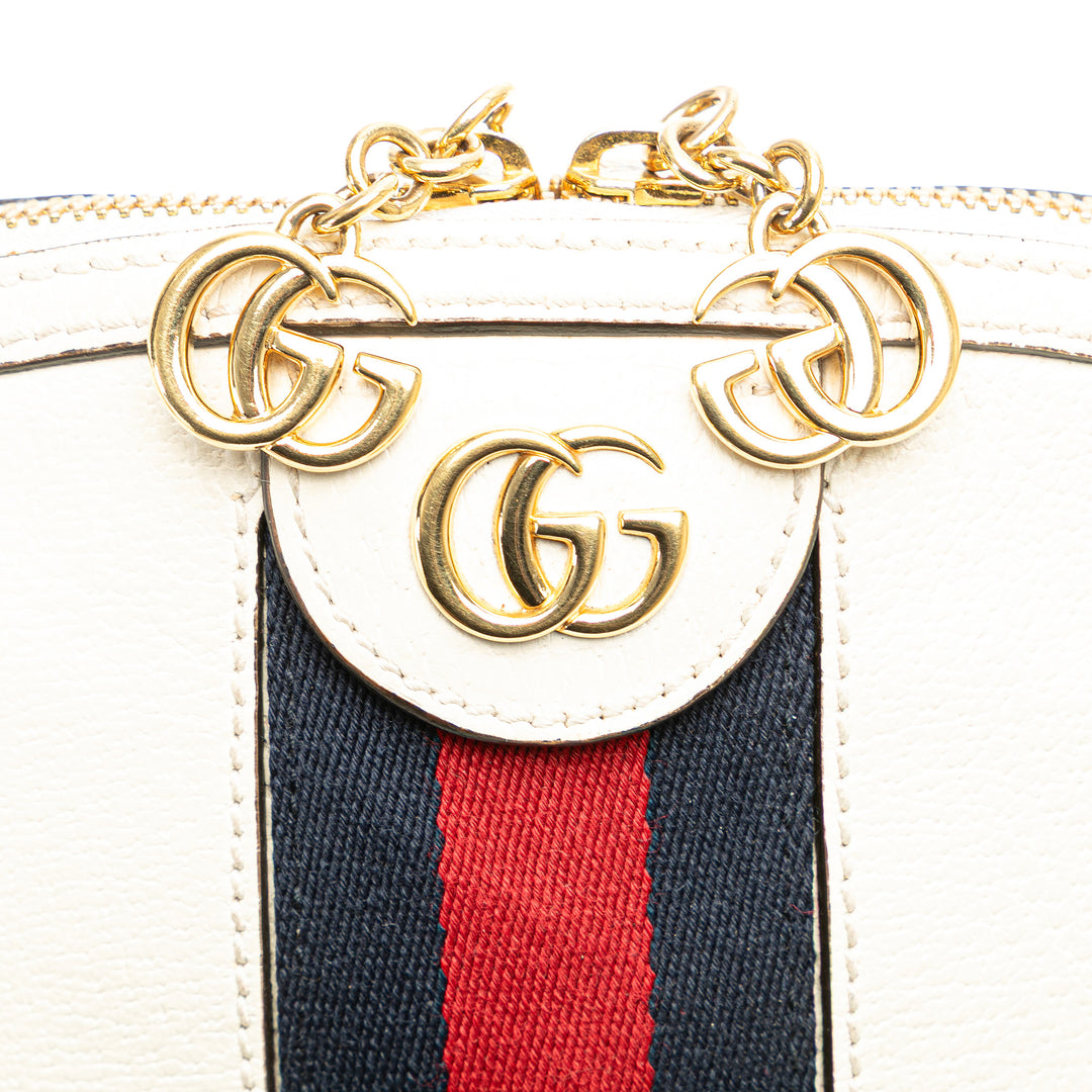Small Leather Ophidia Dome Crossbody White - Gaby Paris