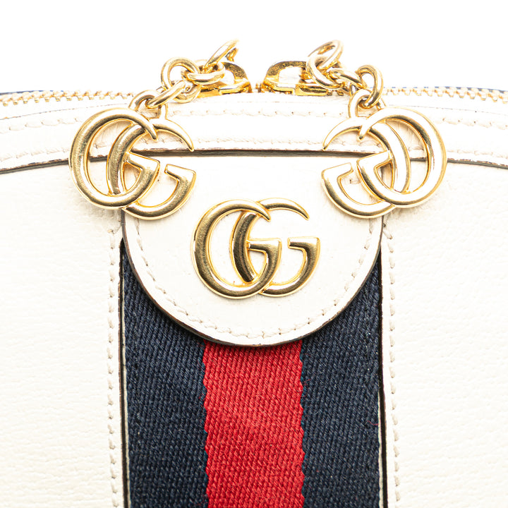Small Leather Ophidia Dome Crossbody White - Gaby Paris