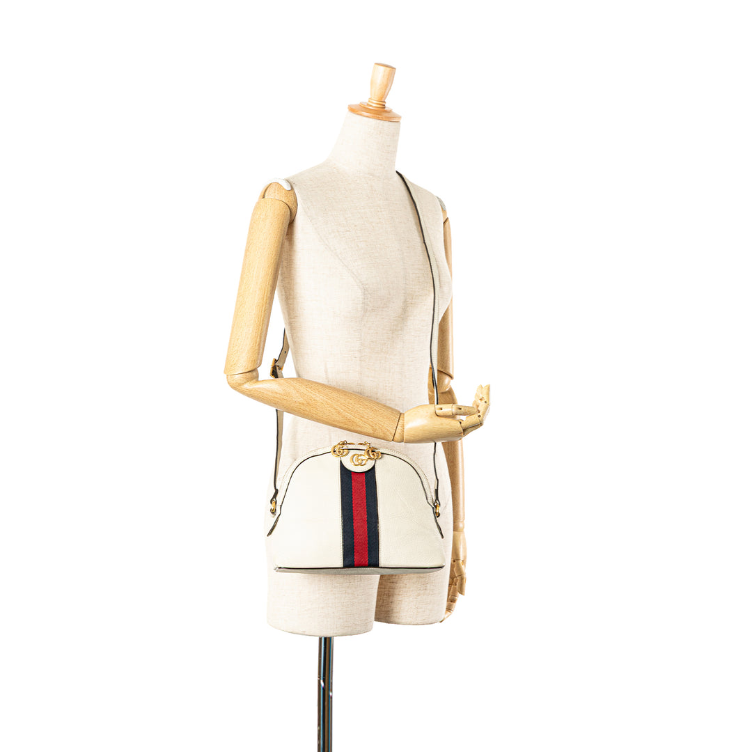 Small Leather Ophidia Dome Crossbody White - Gaby Paris
