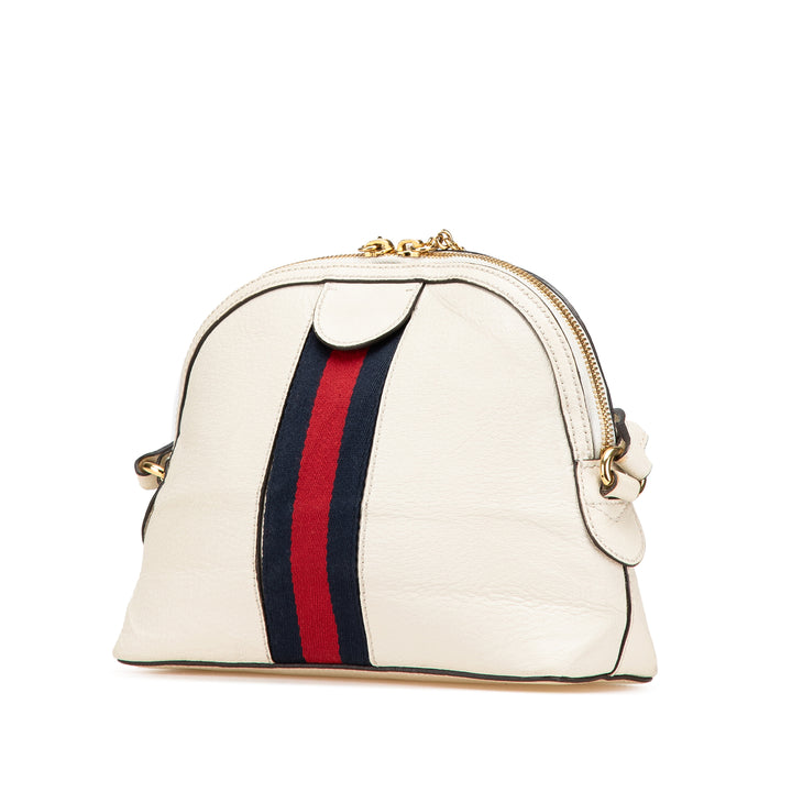 Small Leather Ophidia Dome Crossbody White - Gaby Paris