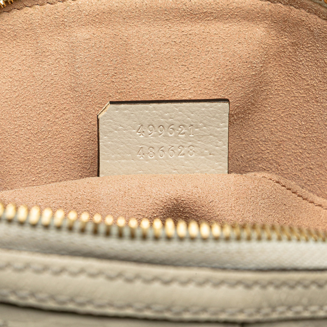 Small Leather Ophidia Dome Crossbody White - Gaby Paris