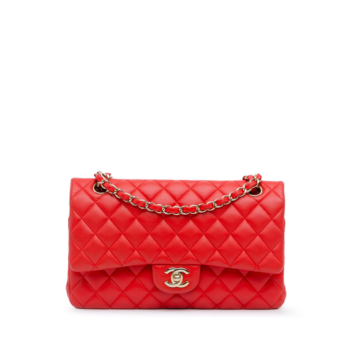 Medium Classic Lambskin Double Flap Red - Gaby Paris