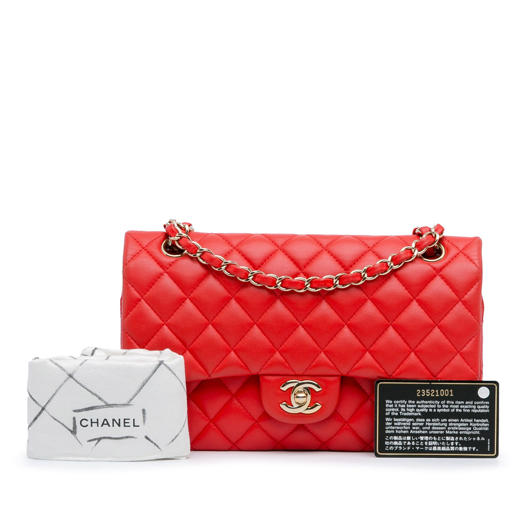 Medium Classic Lambskin Double Flap Red - Gaby Paris