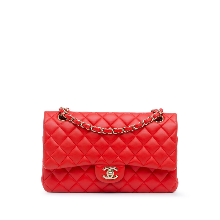 Medium Classic Lambskin Double Flap Red - Gaby Paris