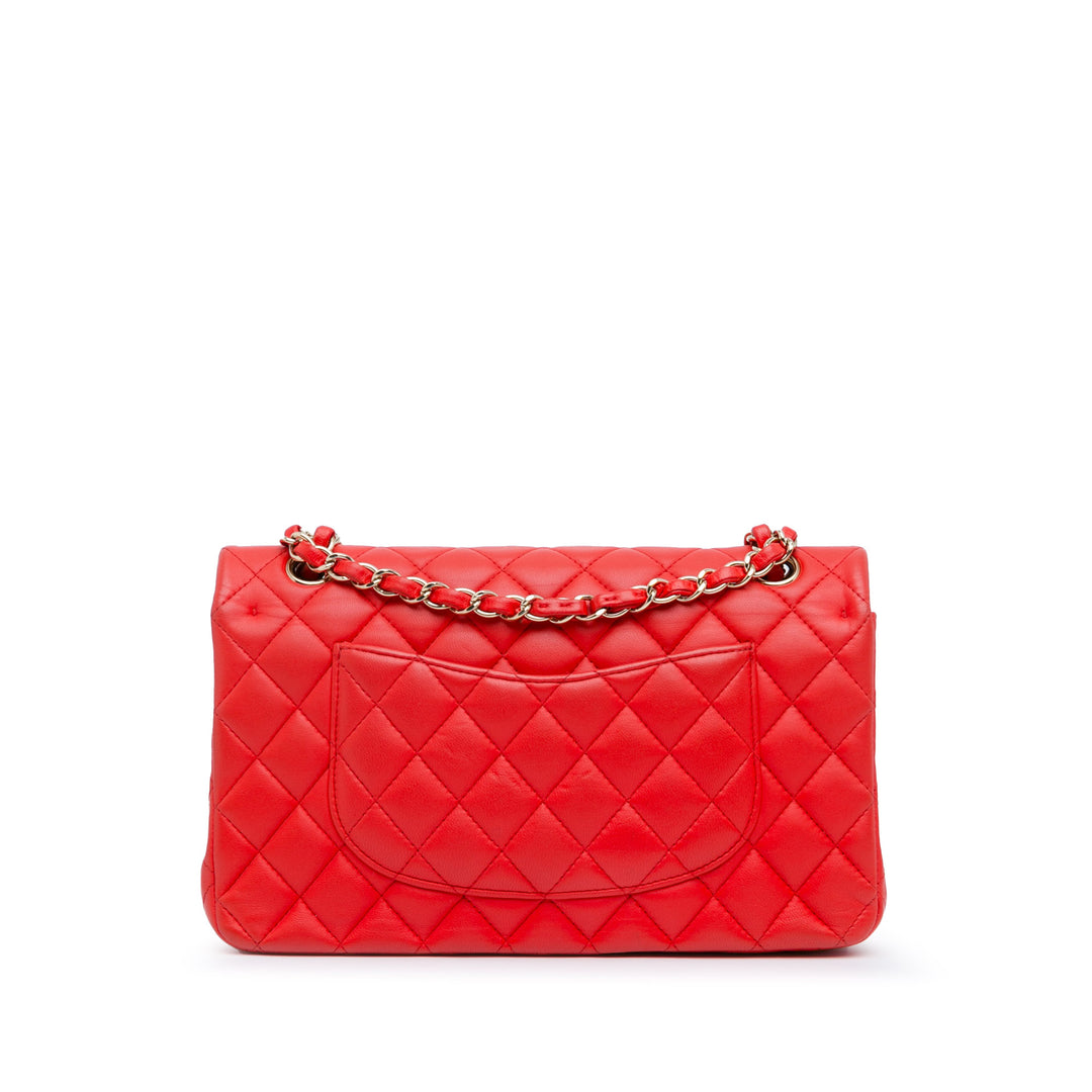 Medium Classic Lambskin Double Flap Red - Gaby Paris