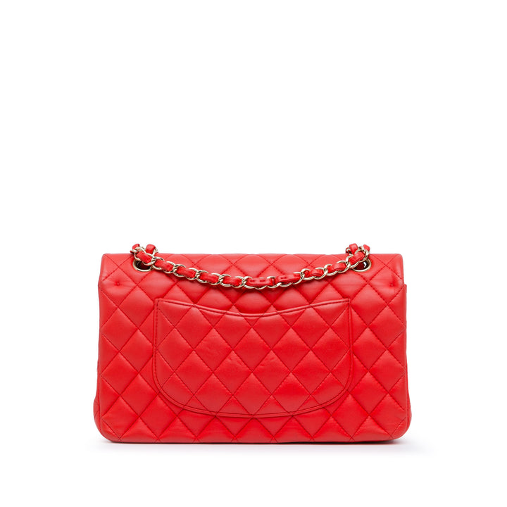 Medium Classic Lambskin Double Flap Red - Gaby Paris