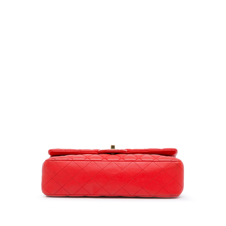 Medium Classic Lambskin Double Flap Red - Gaby Paris