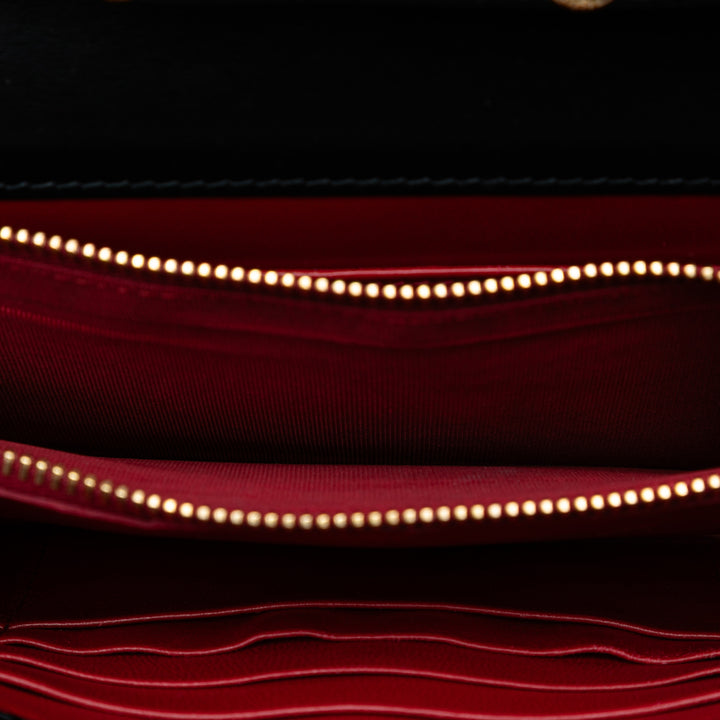 Prada Saffiano Vernice Flip Lock Wallet on Chain Pochette