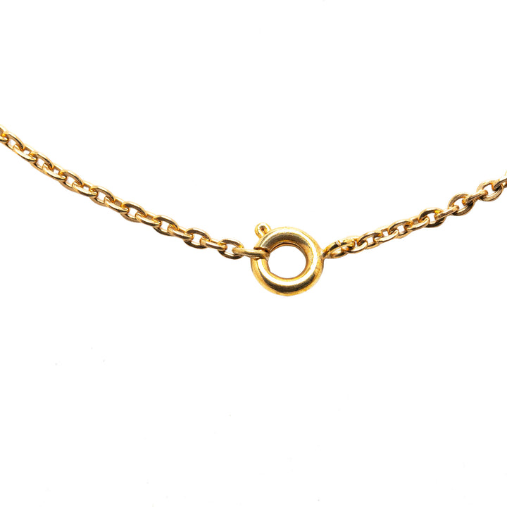 Chanel Gold Plated Rhinestones Clover Pendant Necklace Gold - GABY PARIS