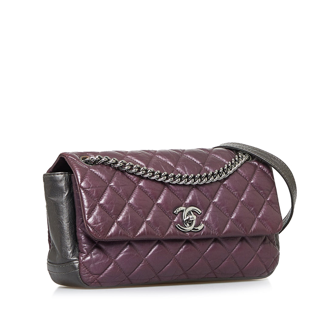 Chanel Glacé Matelasse Portobello à rabat Sac Cuir