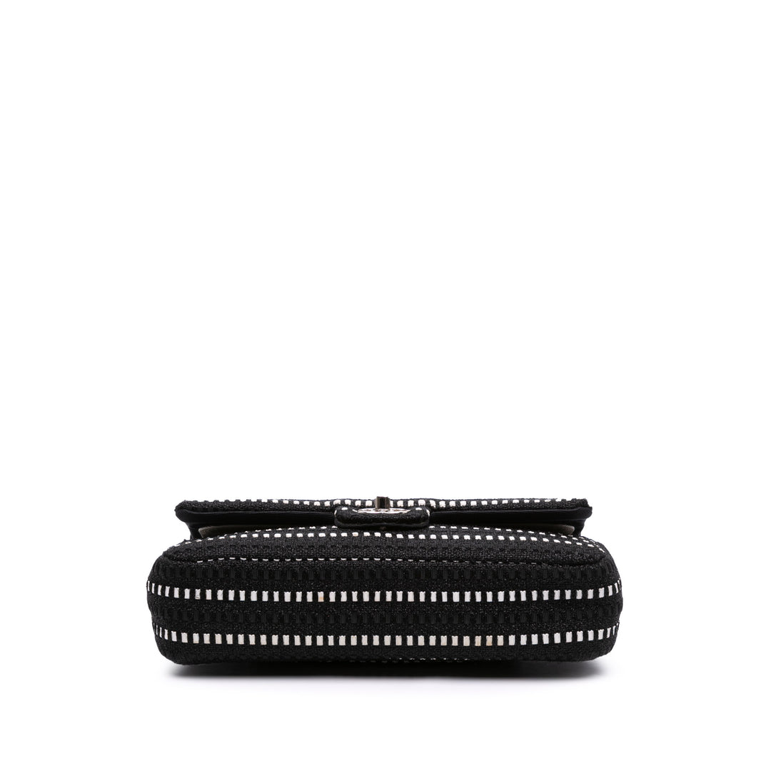 Chanel Medium Classic Tweed Striped Ribbon Double rabat Noir
