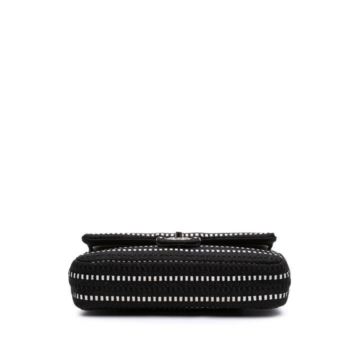 Chanel Medium Classic Tweed Striped Ribbon Double rabat Noir