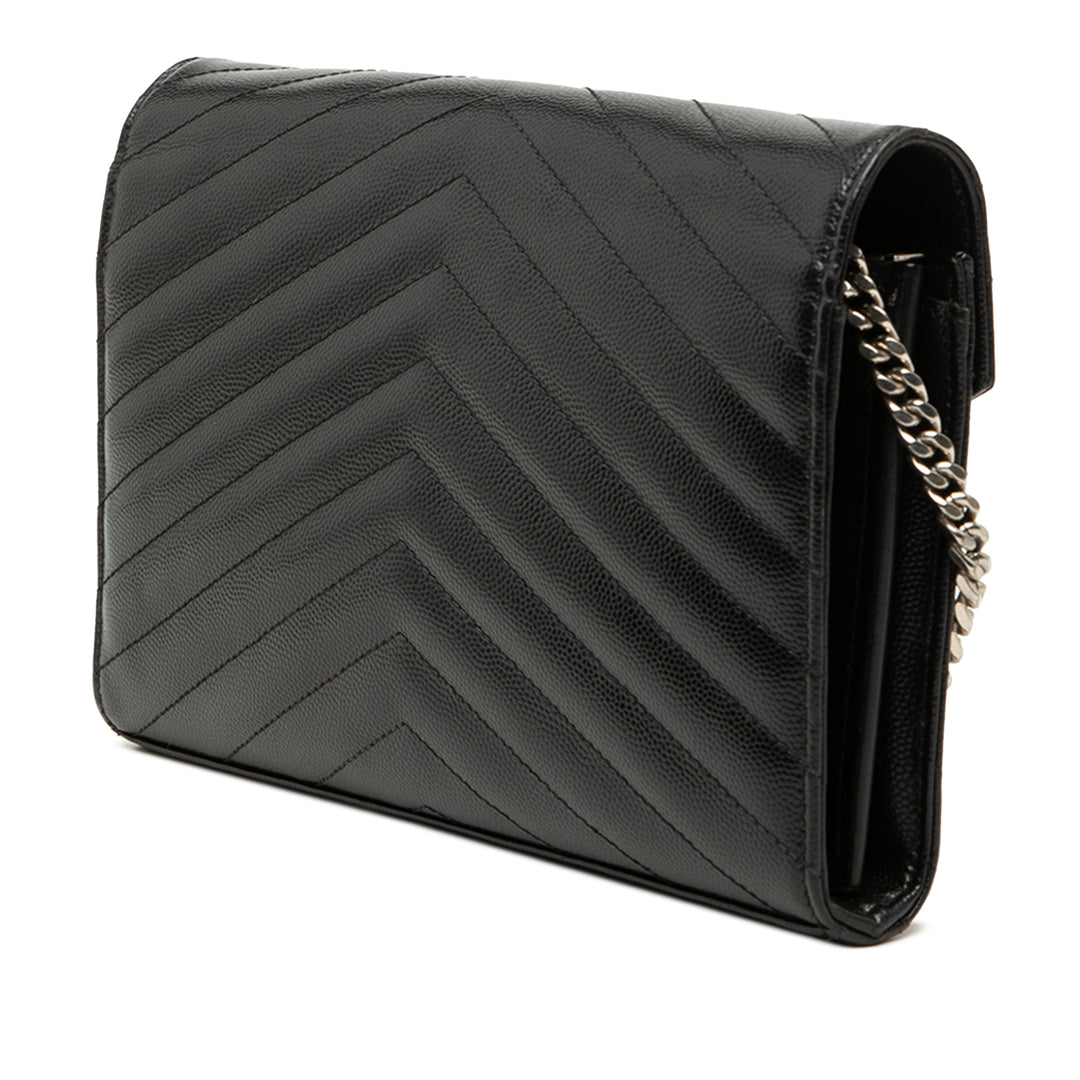 Saint Laurent Grain De Poudre Chevron Cassandre Envelope Chain Portefeuille