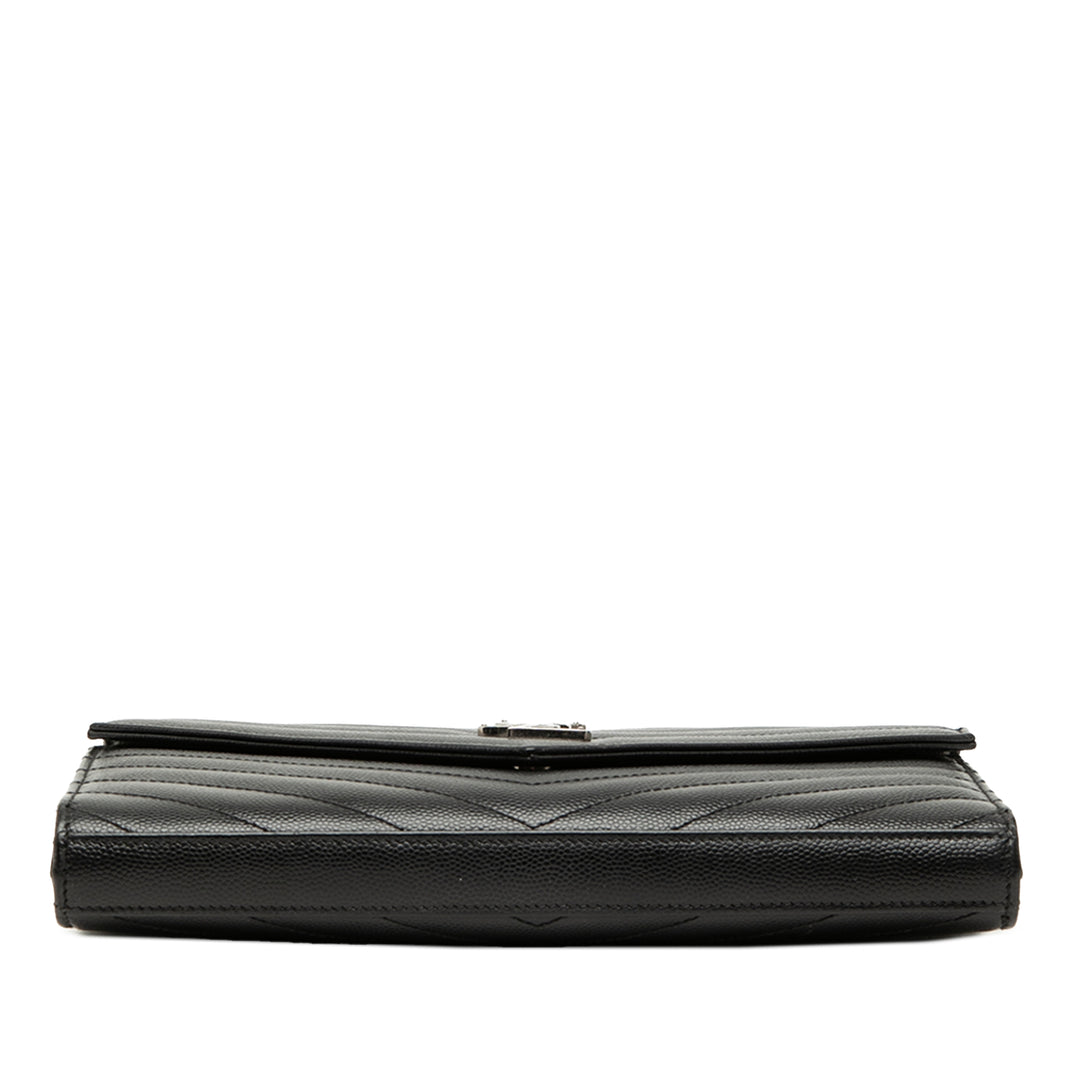 Saint Laurent Grain De Poudre Chevron Cassandre Envelope Chain Portefeuille