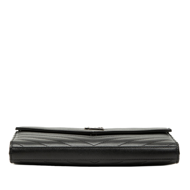Saint Laurent Grain De Poudre Chevron Cassandre Envelope Chain Portefeuille