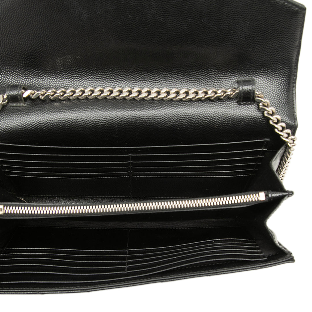 Saint Laurent Grain De Poudre Chevron Cassandre Envelope Chain Portefeuille