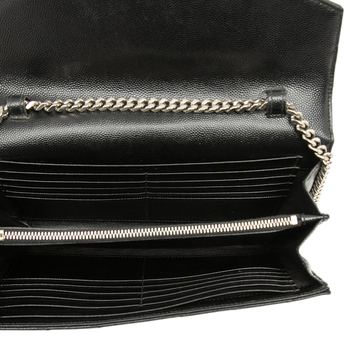 Saint Laurent Grain De Poudre Chevron Cassandre Envelope Chain Portefeuille