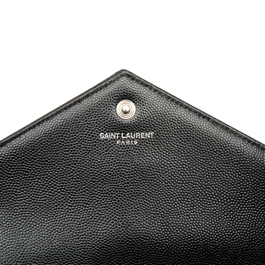 Saint Laurent Grain De Poudre Chevron Cassandre Envelope Chain Portefeuille