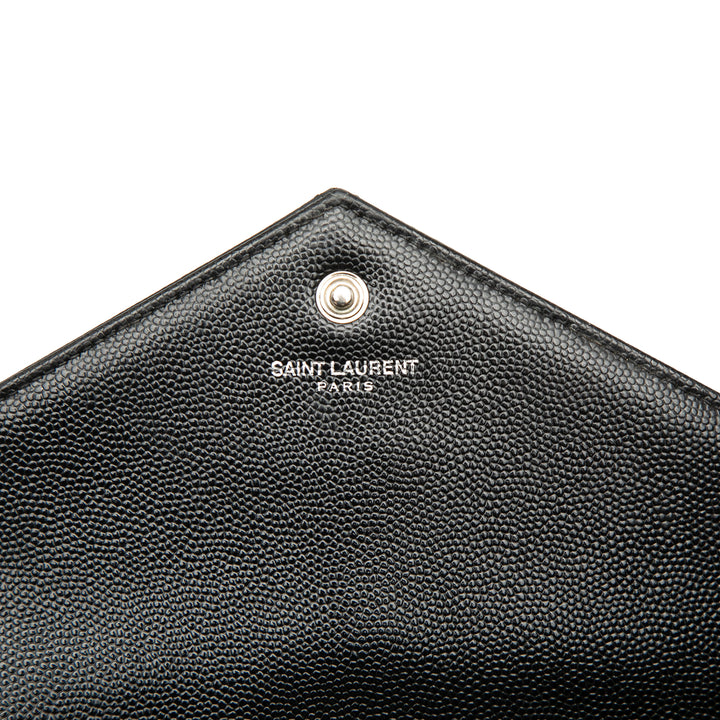 Saint Laurent Grain De Poudre Chevron Cassandre Envelope Chain Portefeuille