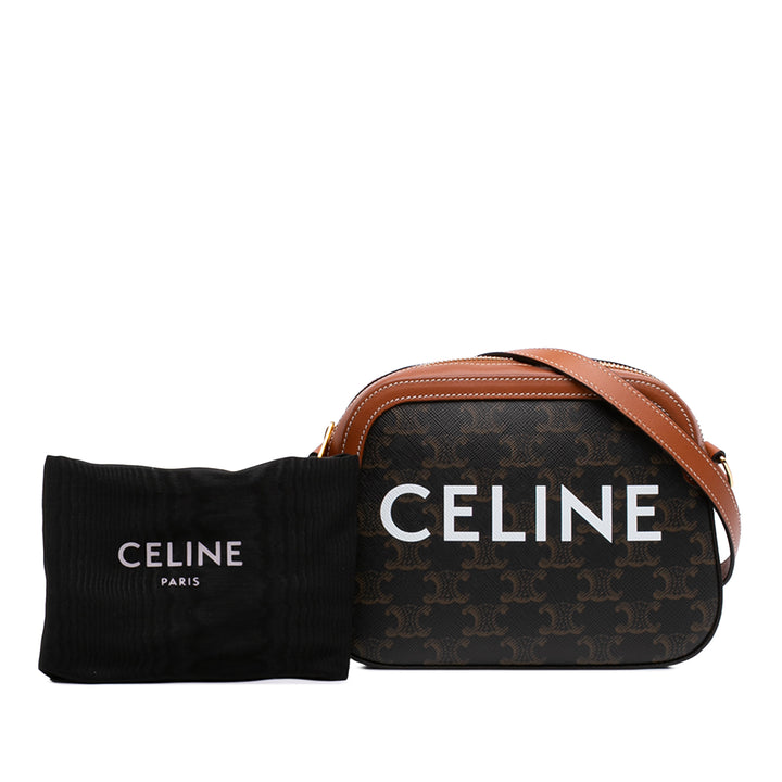 Celine Triomphe Logo Sac caméra Petit Triomphe enduite Marron – vue 7 – GABY PARIS