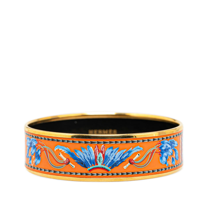 Wide Enamel Brazil Feather Bangle 62 Orange - Gaby Paris