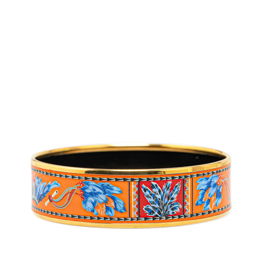 Wide Enamel Brazil Feather Bangle 62 Orange - Gaby Paris