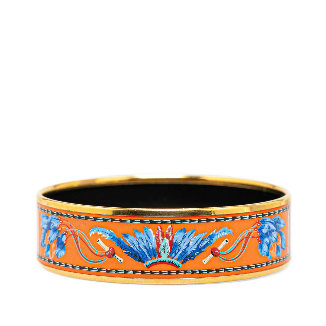 Wide Enamel Brazil Feather Bangle 62 Orange - Gaby Paris