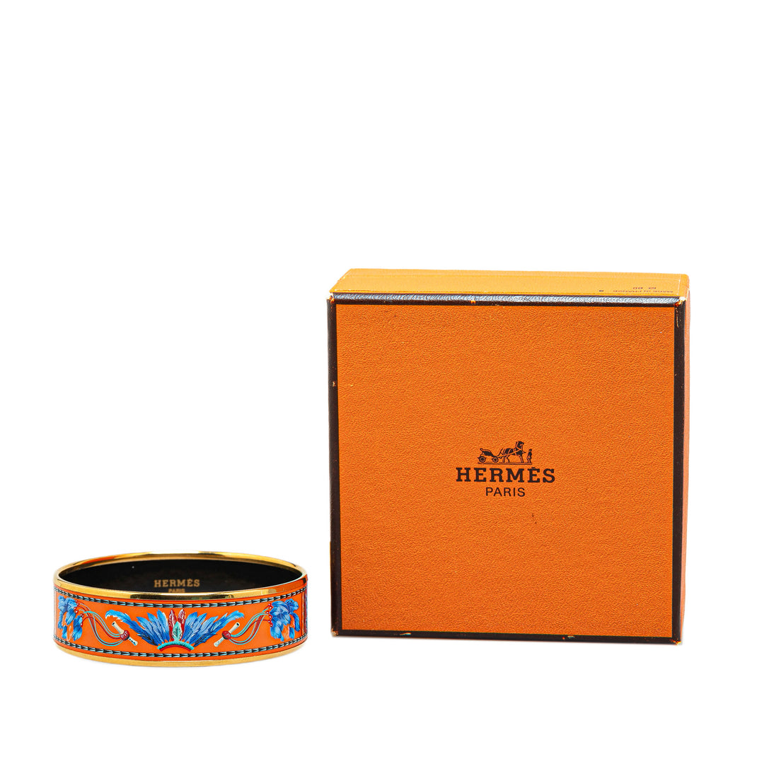 Wide Enamel Brazil Feather Bangle 62 Orange - Gaby Paris